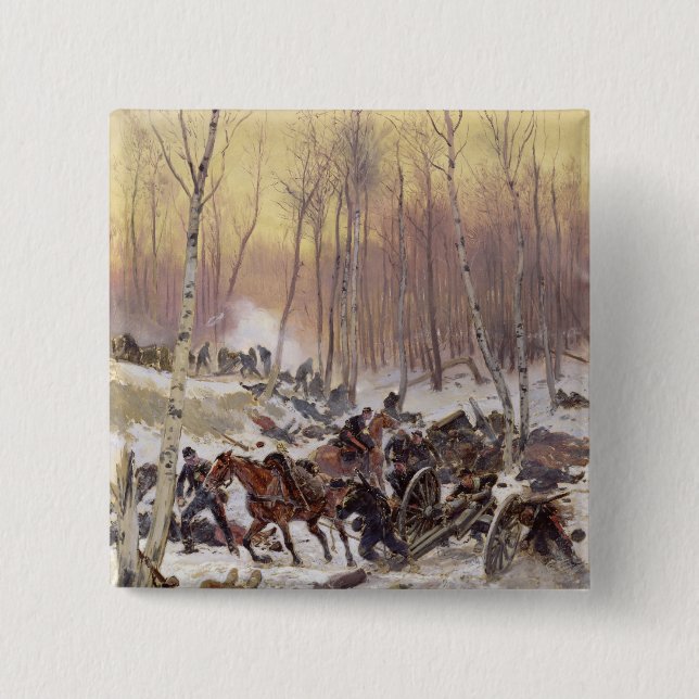 Artillery Combat in a Wood 2 Inch Square Button (Front)