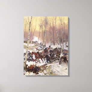 Artillery Combat in a Wood Canvas Print