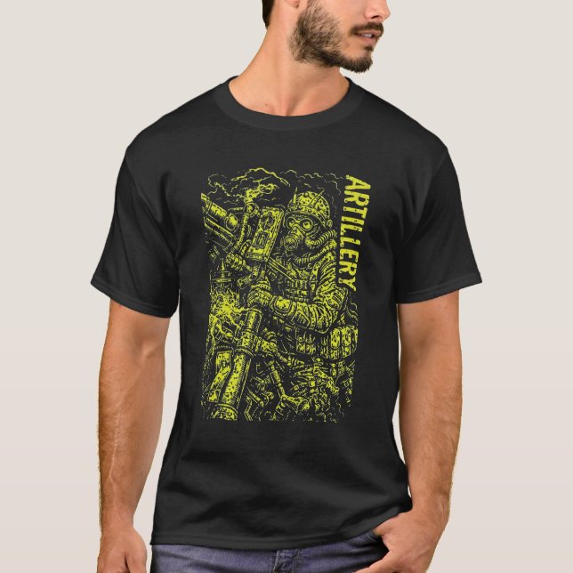 Artillery Soldier Heavy Firepower Graphic Art T-Shirt (Front)