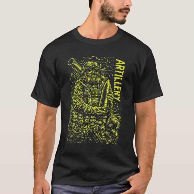 Artillery Soldier Tactical Horror Graphic T-Shirt (Front)