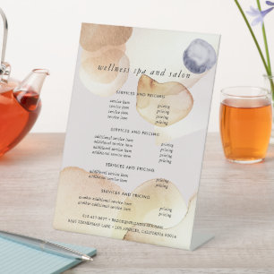 Artisan Abstract Watercolor Gold & Navy Menu Price Pedestal Sign