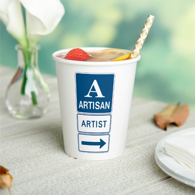 Artisan Artist Studio Sign Directional Arrow  Paper Cups (Creator Uploaded)