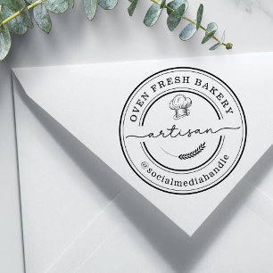Artisan Baker Bakery Chef Hat Catering Rubber Stamp