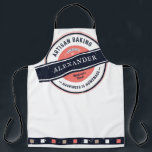 Artisan Baker Happiness is Homemade Hipster Apron<br><div class="desc">Rustic Coral Navy Artisan Baking Hipster -Happiness is Homemade. Show your love and appreciation and make your favourite baker smile. Includes space to personalize with your name and hometown. TIP: bundle this trendy design with a matching Rising Dough Cover — which you can find in this collection: https://www.zazzle.com/collections/artisan_challah_dough_cover_rustic_design-119903411950056525 If you...</div>
