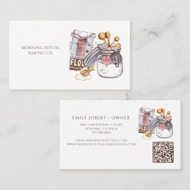 Artisan Bakery Baker QR Code Business Card (Front/Back)