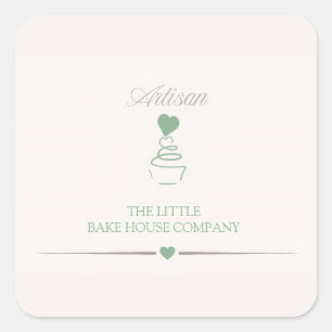 Artisan bakery business branding for new bakery square sticker