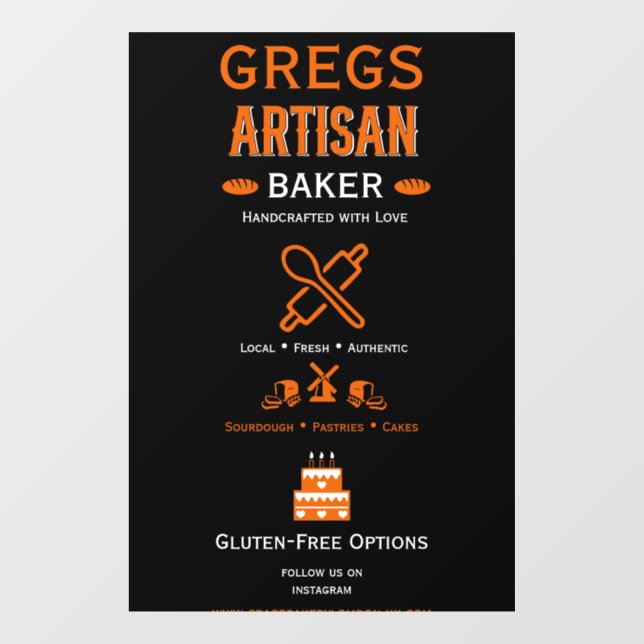 Artisan Bakery Business Promotion Window Cling (Sheet)