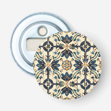 Artisan Blue and Gold Floral Motif