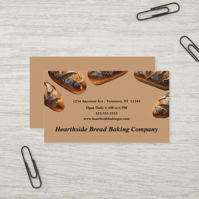 Artisan Bread Loaf Border Baker Bread Shop Business Card (Front/Back In Situ)