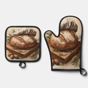 Artisan Bread Lover Oven Mitt and Pot Holder Set
