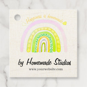 Artisan Canvas Rainbow 'Happiness is Homemade'  Favour Tags