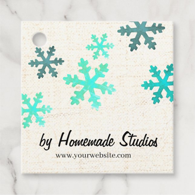 Artisan Canvas Snowflake Happiness Favour Tags (Front)