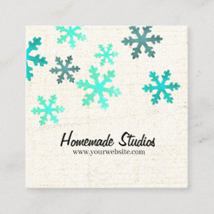 Artisan Canvas Snowflake Happiness Square Business Card
