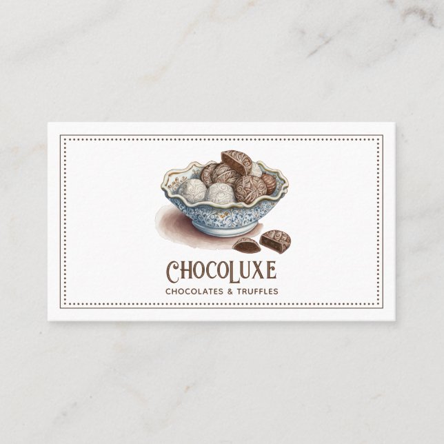 Artisan Chocolate Dessert Caterer Confection Candy Business Card (Front)