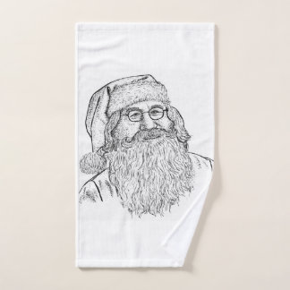 Artisan Christmas: Hand-Drawn Stippled Santa Portr Hand Towel