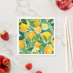 Artisan Citrus Tree Lemons Oranges Limes Colorful  Napkin