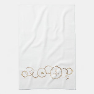 Artisan Coffee Rings NAME Brown White Kitchen Fun Towel