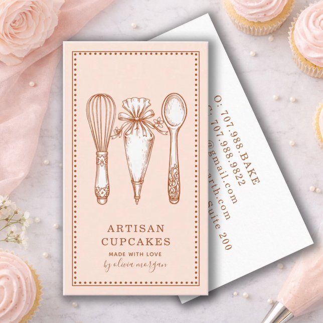 Artisan Cupcake Bakery Baking Utensils Business Card (Creator Uploaded)