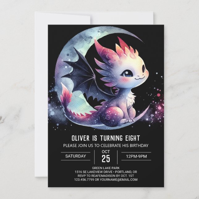  Artisan Dragon Birthday Customizable Invitation (Front)