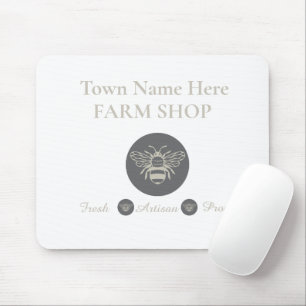 Artisan Farm Shop or Farmers Market Bee Logo  Mouse Pad