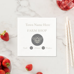Artisan Farm Shop or Farmers Market Bee Logo Napkin