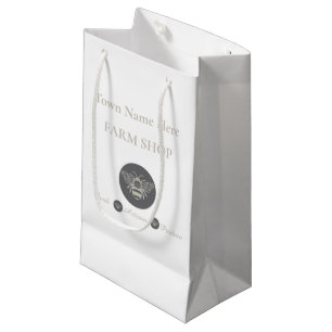 Artisan Farm Shop or Farmers Market Bee Logo  Small Gift Bag
