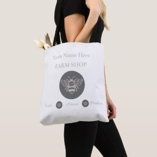 Artisan Farm Shop or Farmers Market Bee Logo Tote Bag