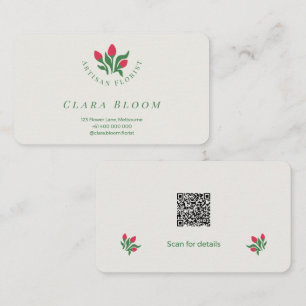 Artisan Florist Minimalist Botanical QR Code Business Card