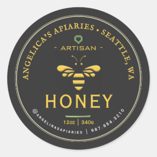 Artisan Honey Label with Bee and Heart