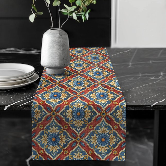 Artisan Look Table Runner with Mediterranean Tiles (Artisan Look Table Runner with Mediterranean Tiles)