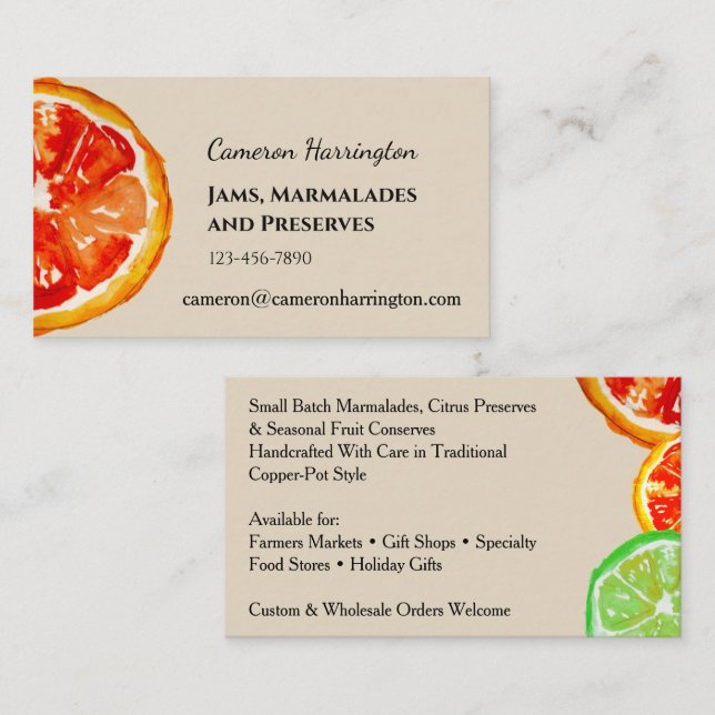 Artisan Marmalade Preserves Jam Maker              Business Card (Front/Back)