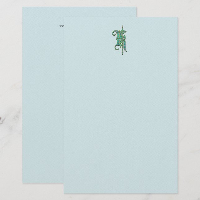 Artisan Monogram K Green Garden Felt Papeterie (Devant / Derrière)
