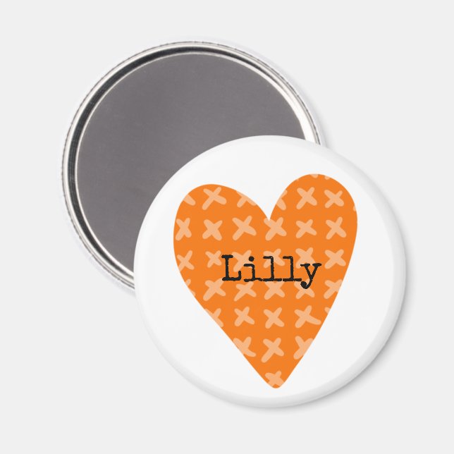 Artisan Orange Heart Kids NAME Family Tree Fun Magnet (Front/Back)