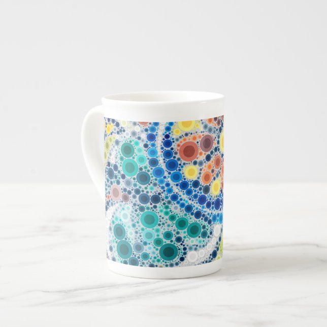Artisan photo art colourful tile blue orange tile bone china mug (Front Left)
