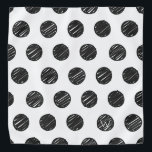 Artisan Polka Dots Black White Chic Fun Initial Bandana<br><div class="desc">Artisan Hand drawn Polka Dots in black on white background. Custom INITIAL in white on black dot. Easy to personalize text,  text colour,  font. Fun Pet accessory for ANY chic fur baby. Modern,  Timeless,  Fun. Mix and match entire Pet / New Years / Gift Wrap Collections by TMCdesigns.</div>