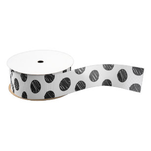 Artisan Polka Dots Black White Chic Modern Fun Grosgrain Ribbon