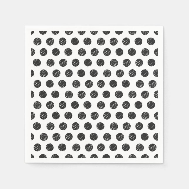 Artisan Polka Dots Black White Fun Chic Hand drawn Napkin (Front)
