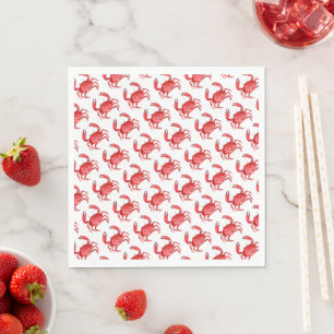 Artisan Red Crab Colourful Coastal Event Fun Napkin