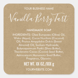 Artisan Soap Kraft Paper Look Ingredients Label