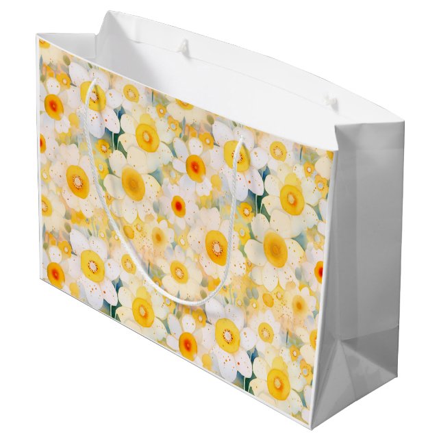 Artisan Wildflowers Yellow Orange Happy Daffodils Large Gift Bag (Back Angled)