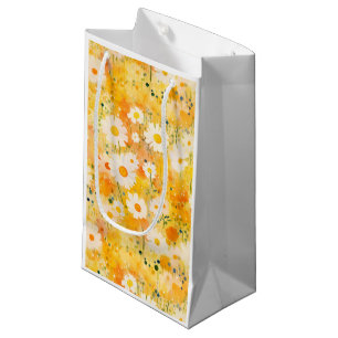 Artisan Wildflowers Yellow Orange Happy Daisies Small Gift Bag