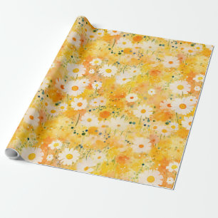 Artisan Wildflowers Yellow Orange Happy Daisies Wrapping Paper