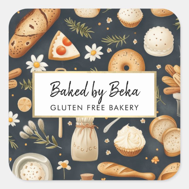 Artisanal Delights Bakery, Bread, Pastries Square Sticker (Front)