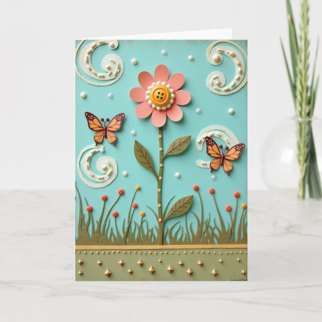 Artisanal Flower Birthday Card (Front)