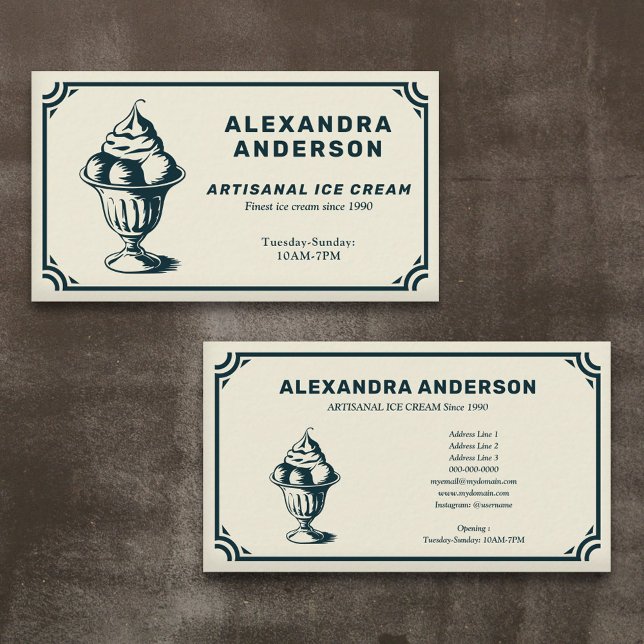Artisanal Ice Cream Vintage Business Card (Artisanal Ice Cream Vintage Business Card)