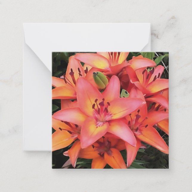 Artisitc Coral Coloured Garden Lilies Card (Front)