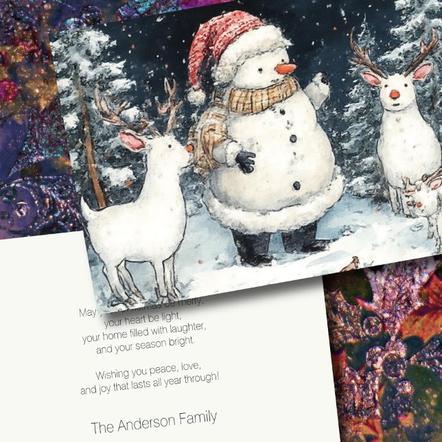 Artisitc Snowman Forest Illustration Christmas  Holiday Card (Creator Uploaded)
