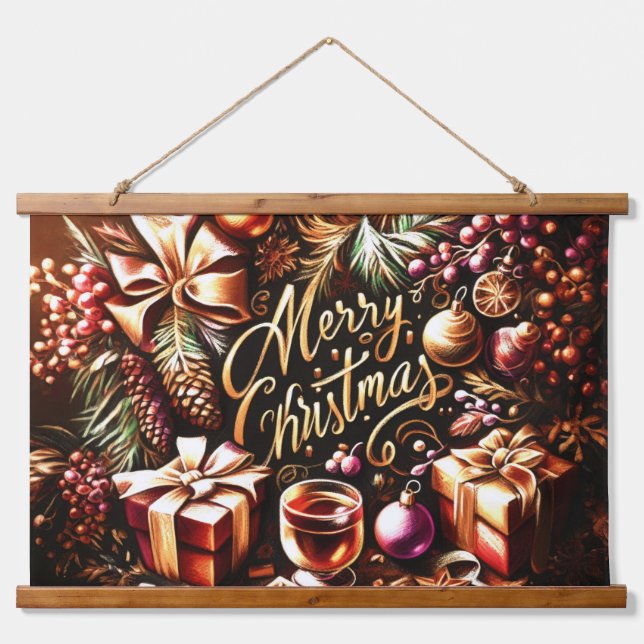 Artisitc Warm Chocolate Festive Cozy Christmas  Hanging Tapestry (Front)