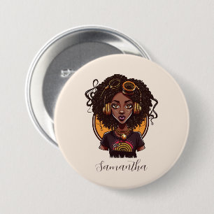 Artist Afro Woman 3 Inch Round Button