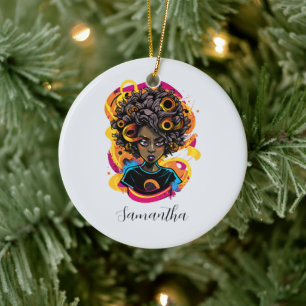 Artist Afro Woman Ceramic Ornament